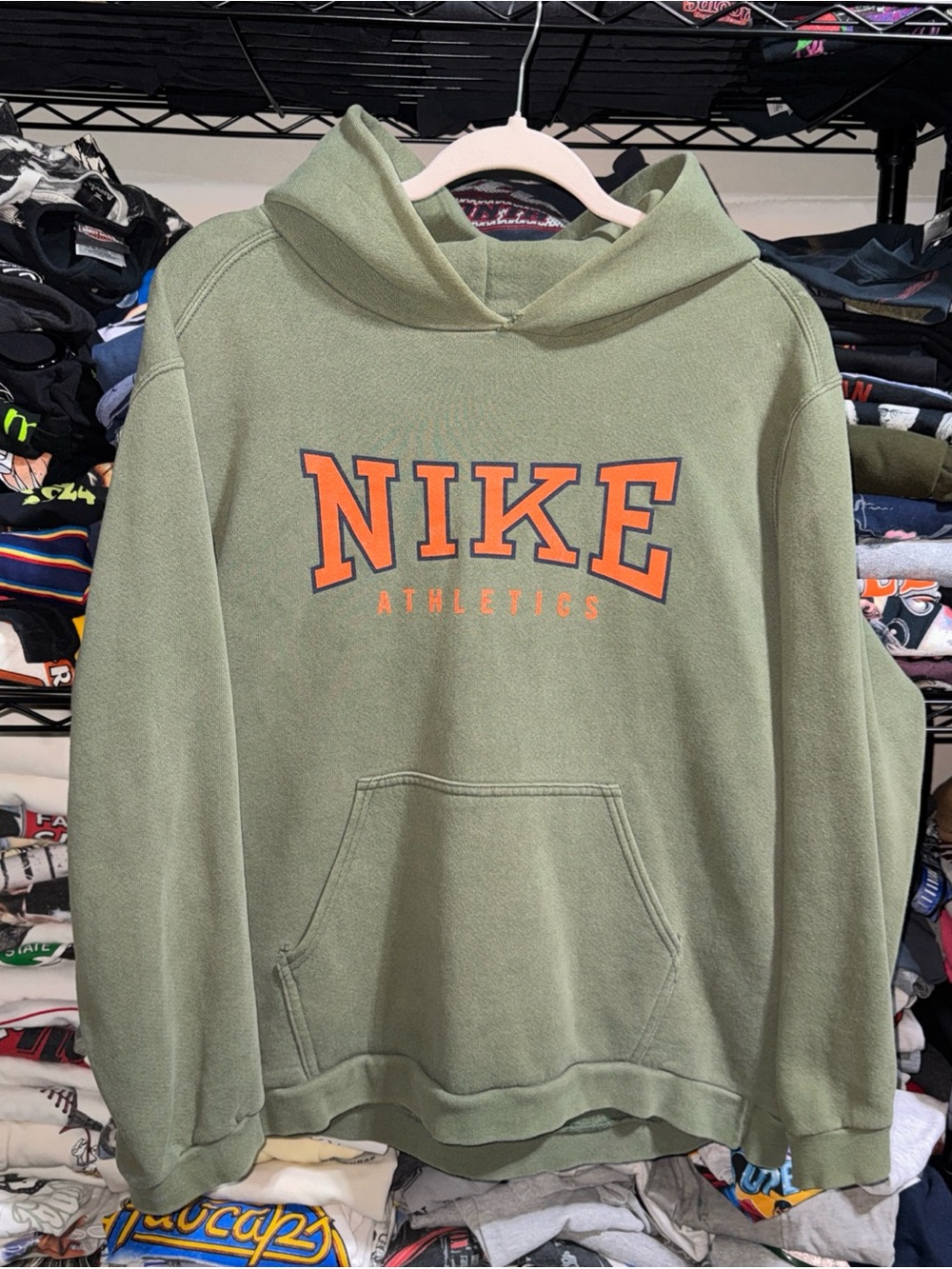 Vintage 90s Nike Spell Out Green Made In USA Hoodie Size Xl